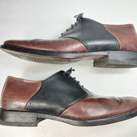 Johnston & Murphy Signature Series Two-Tone Saddle Oxfords 12 Goodyear Neolite - Picture 4 of 14